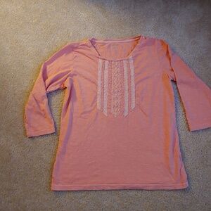 G.H. Bass & co 3/4 sleeve peach colored top